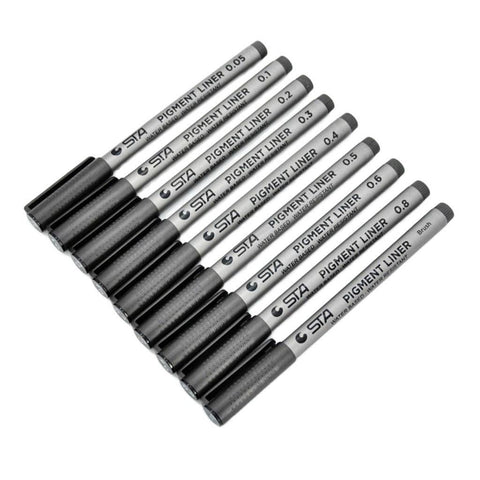 9 Sizes Fine Tip Permanent Marker Pen Sketch Drawing Signature Writing Pen Office School Stationery Crafts