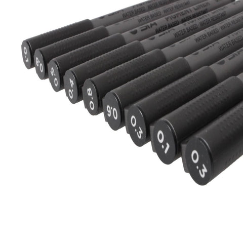 9 Sizes Fine Tip Permanent Marker Pen Sketch Drawing Signature Writing Pen Office School Stationery Crafts